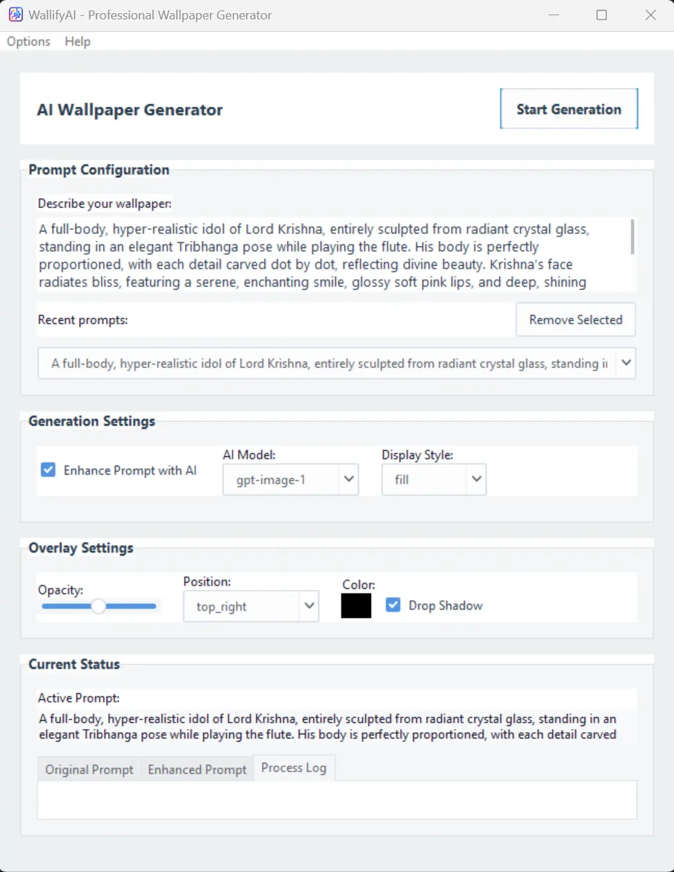 WallifyAI Desktop Application Screenshot